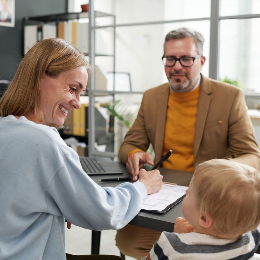 Woman filing application for maternity leave